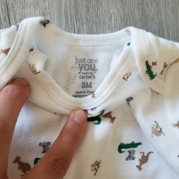 Carters Green Striped Hoodie + Animal Print Onesie - Picture 3 of 3